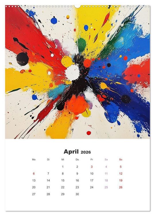Produktbild: Abstrakte KI-Kunstwerke - Farbenfrohe Kunstmomente f&uuml;r das ganze Jahr (hochwertiger Premium Wandkalender 2026 DIN A2 hoch), Kunstdruck in Hochglanz