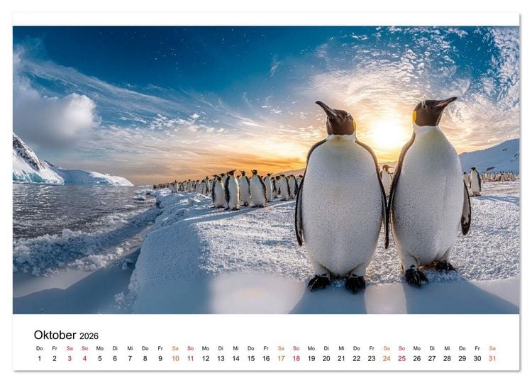 Produktbild: Pinguine - ein Jahr voller Meer (Wandkalender 2026 DIN A3 quer), CALVENDO Monatskalender