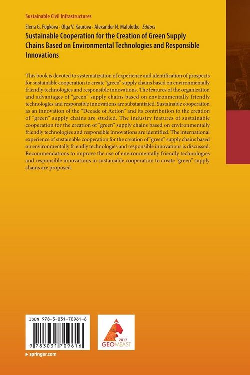 Produktbild: Sustainable Cooperation for the Creation of Green Supply Chains Based on Environmental Technologies and Responsible Innovations