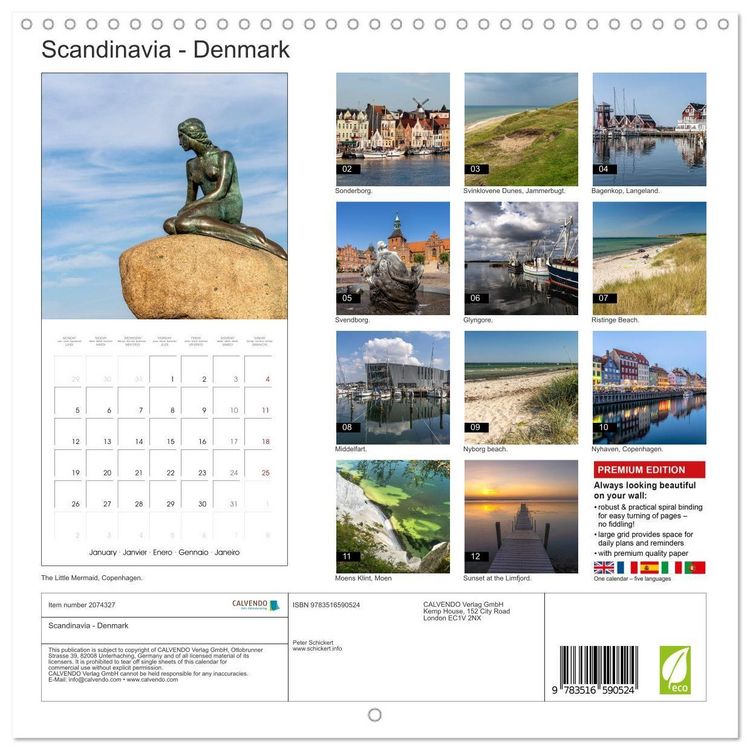 Produktbild: Scandinavia - Denmark (Wall Calendar 2026 12 &times; 12 Inch) CALVENDO 12 Month Wall Calendar