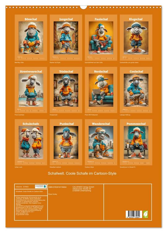 Produktbild: Schafwelt. Coole Schafe im Cartoon-Style (Wandkalender 2026 DIN A2 hoch), CALVENDO Monatskalender