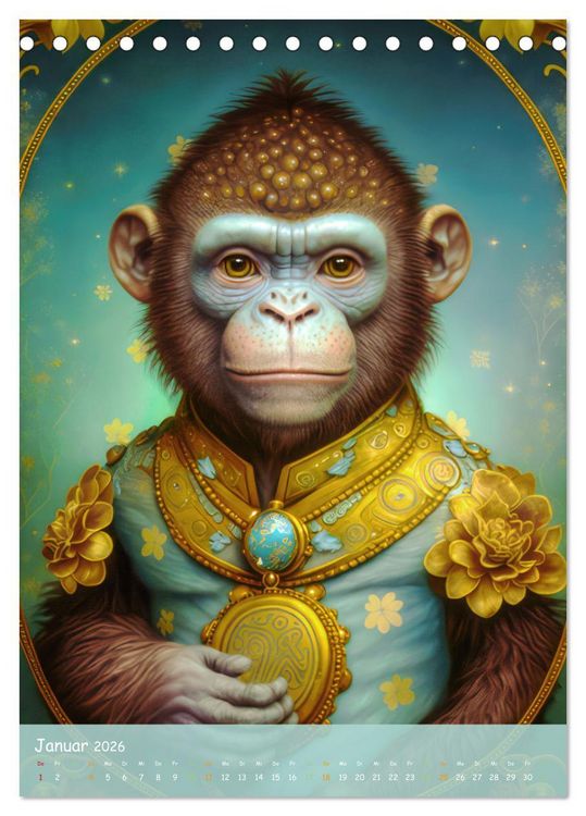 Produktbild: Tiere im Tarot Stil (Tischkalender 2026 DIN A5 hoch), CALVENDO Monatskalender