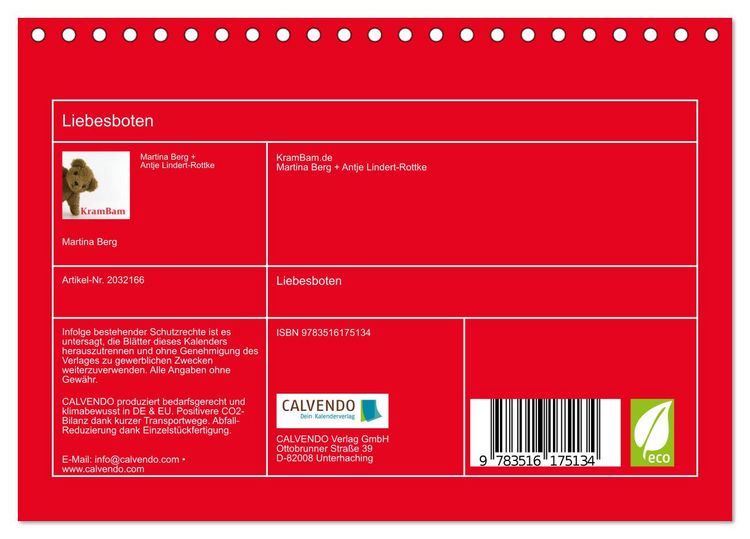 Produktbild: Liebesboten (Tischkalender 2026 DIN A5 quer), CALVENDO Monatskalender