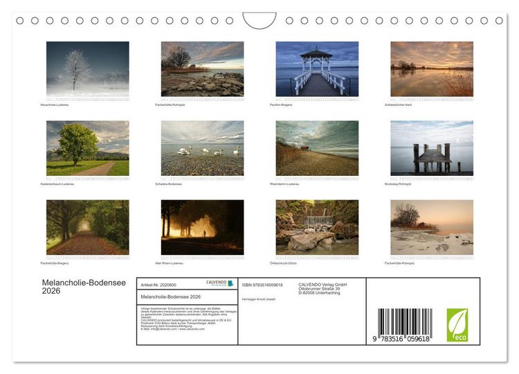 Produktbild: Melancholie-Bodensee 2026 (Wandkalender 2026 DIN A4 quer), CALVENDO Monatskalender