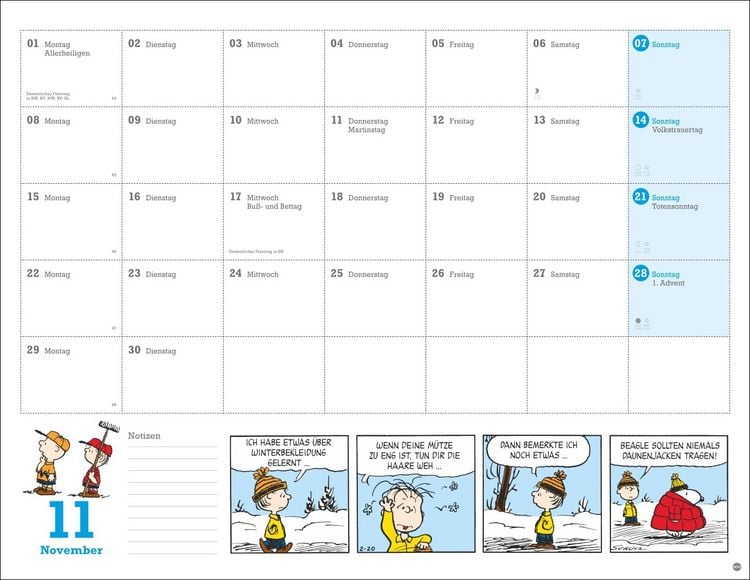 Produktbild: Peanuts Monatsplaner 2027