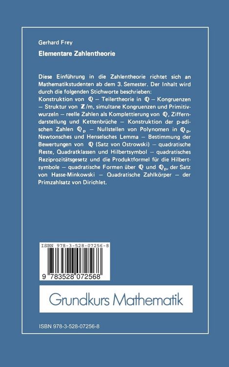 Produktbild: Elementare Zahlentheorie
