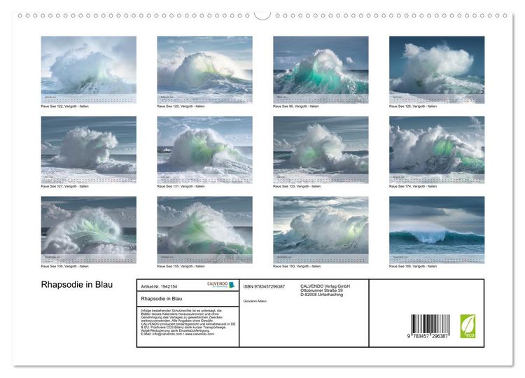 Produktbild: Rhapsodie in Blau (hochwertiger Premium Wandkalender 2026 DIN A2 quer), Kunstdruck in Hochglanz