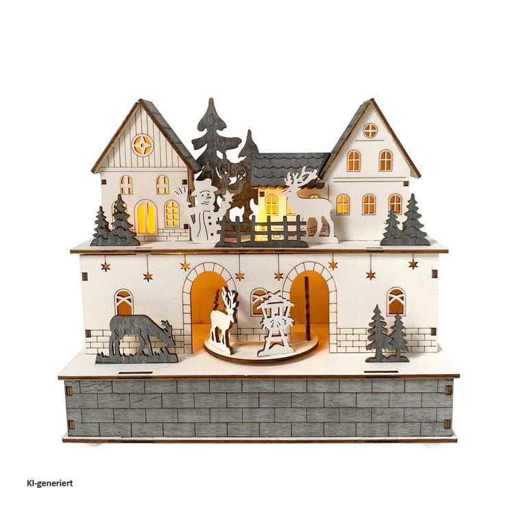 Produktbild: HTI-Living Beleuchtete Weihnachtsszene mit beweglichen Figuren
