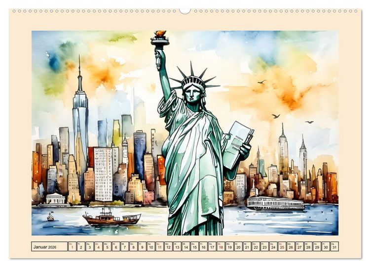 Produktbild: Sightseeing New York (hochwertiger Premium Wandkalender 2026 DIN A2 quer), Kunstdruck in Hochglanz
