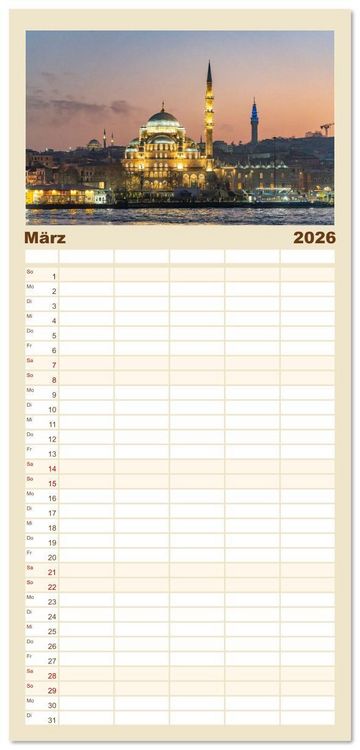 Produktbild: Familienplaner 2026 - Istanbul - Faszination Moschee mit 5 Spalten (Wandkalender, 21 x 45 cm) CALVENDO