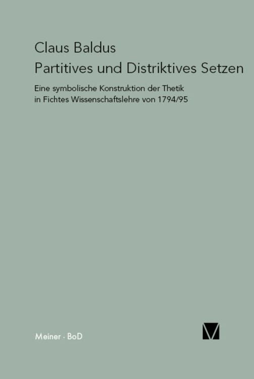 Bild vom Artikel Partitives und Distriktives Setzen vom Autor Claus Baldus
