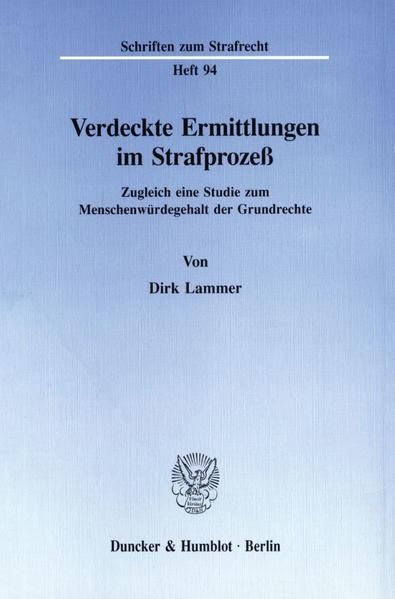 Produktbild: Verdeckte Ermittlungen im Strafproze&szlig;.
