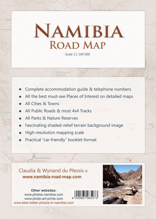 Produktbild: Detaillierte NAMIBIA Reisekarte - NAMIBIA ROAD MAP (1:1.160.000)