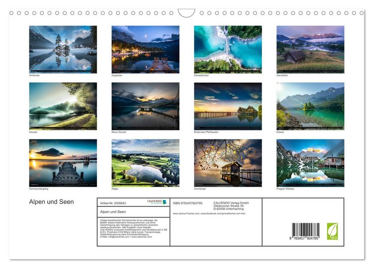 Produktbild: Alpen und Seen (Wandkalender 2026 DIN A3 quer), CALVENDO Monatskalender