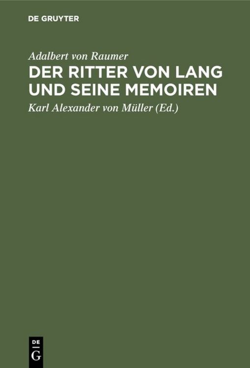Produktbild: Der Ritter von Lang und seine Memoiren
