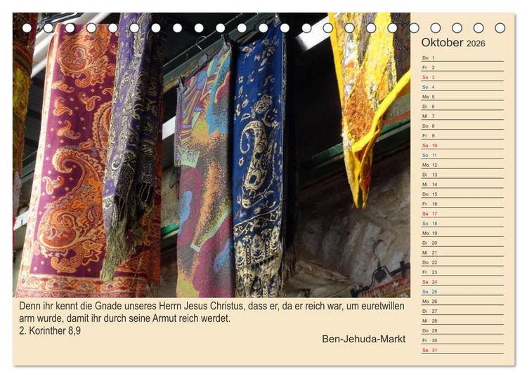 Produktbild: Jerusalem mit Bibelversen / Geburtstagsplaner (Tischkalender 2026 DIN A5 quer), CALVENDO Monatskalender