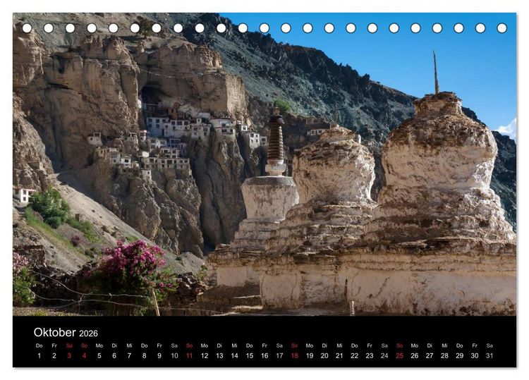 Produktbild: Buddhistische Ch&ouml;rten im Himalaya (Tischkalender 2026 DIN A5 quer), CALVENDO Monatskalender