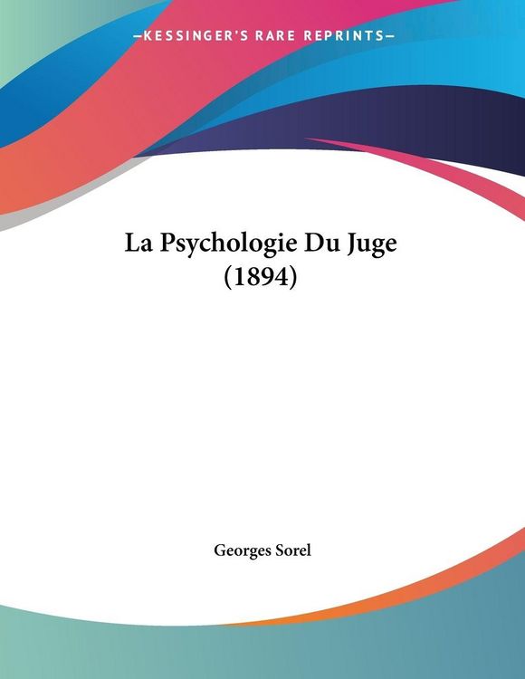 Produktbild: La Psychologie Du Juge (1894)