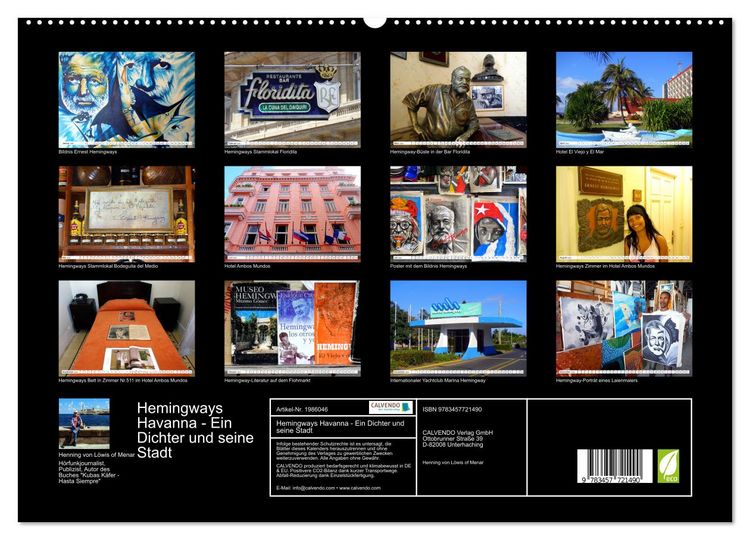 Produktbild: Hemingways Havanna - Ein Dichter und seine Stadt (hochwertiger Premium Wandkalender 2026 DIN A2 quer), Kunstdruck in Hochglanz