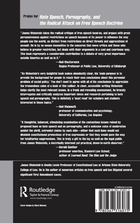 Produktbild: Hate Speech, Pornography, And Radical Attacks On Free Speech Doctrine