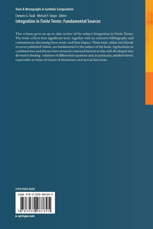 Produktbild: Integration in Finite Terms: Fundamental Sources