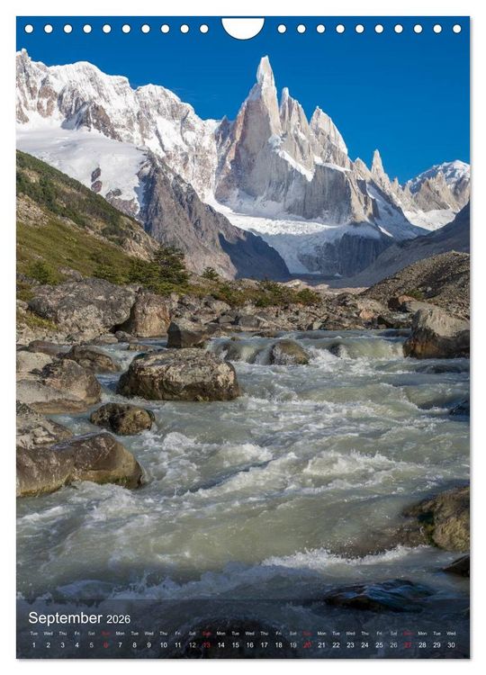 Produktbild: Majestic Mountains Cerro Torre & Fitzroy Patagonia / UK-Version (Wall Calendar 2026 DIN A4 portrait), CALVENDO 12 Month Wall Calendar