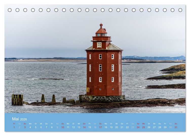Produktbild: Leuchtfeuer der norwegischen K&uuml;ste (Tischkalender 2026 DIN A5 quer), CALVENDO Monatskalender