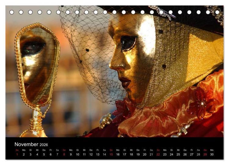 Produktbild: Maskenzauber in Venedig 2026 (Tischkalender 2026 DIN A5 quer), CALVENDO Monatskalender