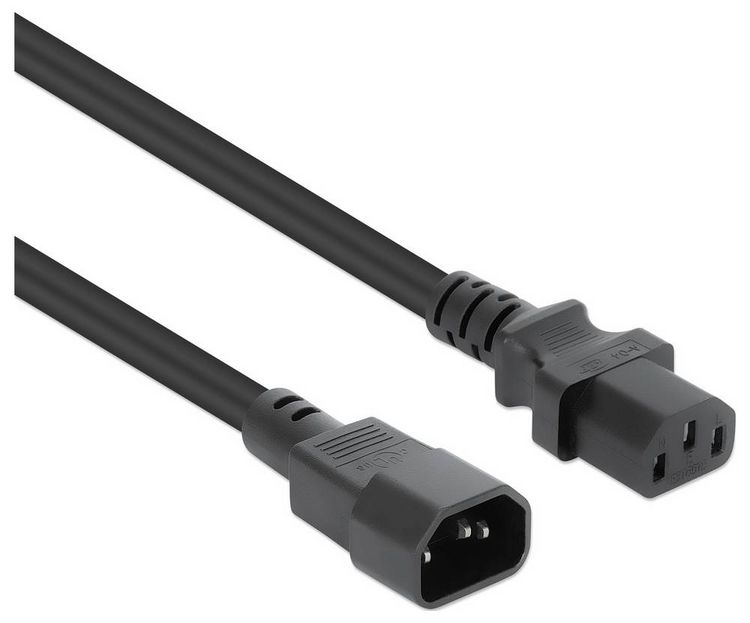 Produktbild: Manhattan Strom Anschlusskabel [1x Kaltger&auml;te-Buchse C13 - 1x Kaltger&auml;te-Stecker C14] 1 m Schwarz