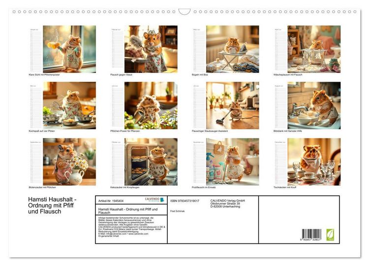 Produktbild: Hamsti Haushalt - Ordnung mit Pfiff und Flausch (Wandkalender 2026 DIN A2 quer), CALVENDO Monatskalender