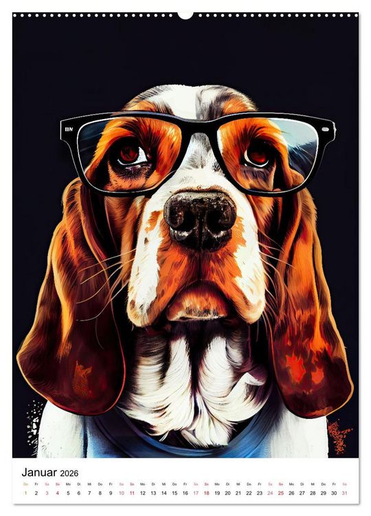 Produktbild: Hunde im Hipster Stil (Wandkalender 2026 DIN A2 hoch), CALVENDO Monatskalender