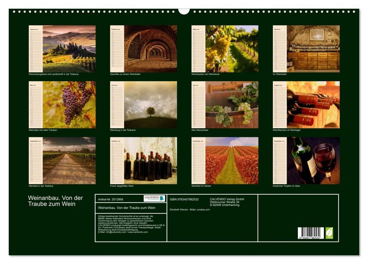 Produktbild: Weinanbau. Von der Traube zum Wein (Wandkalender 2026 DIN A2 quer), CALVENDO Monatskalender