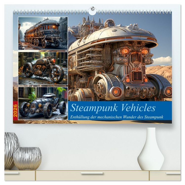 Produktbild: Steampunk Vehicles (hochwertiger Premium Wandkalender 2026 DIN A2 quer), Kunstdruck in Hochglanz