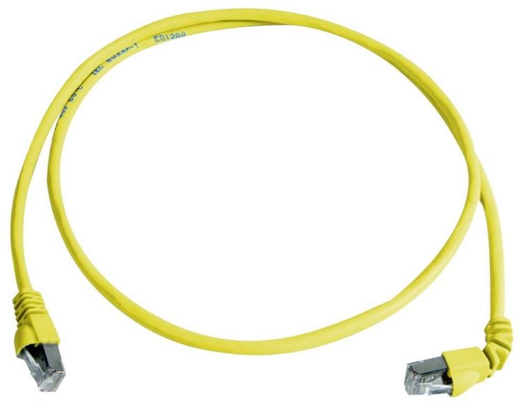 Produktbild: Teleg&auml;rtner 100008293 RJ45 Patchkabel CAT 6a S/FTP 2.0 m Gelb Flammwidrig, mit Knickschutzt&uuml;lle 1 St.