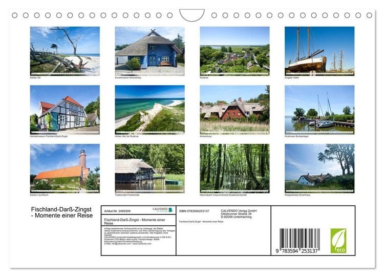 Produktbild: Fischland-Dar&szlig;-Zingst - Momente einer Reise (Wandkalender 2027 DIN A4 quer), CALVENDO Monatskalender