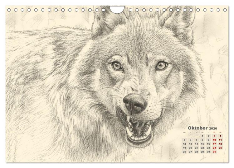 Produktbild: Wilde Seelen - Tierische Momente in Graphit (Wandkalender 2026 DIN A4 quer), CALVENDO Monatskalender