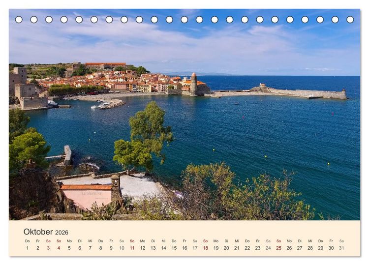 Produktbild: Cote Vermeille - Wo die Pyren&auml;en das Meer k&uuml;ssen (Tischkalender 2026 DIN A5 quer), CALVENDO Monatskalender