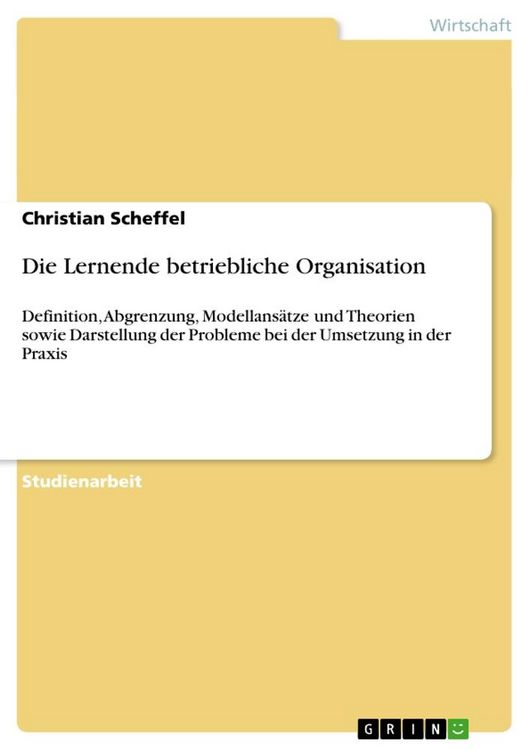 Produktbild: Die Lernende betriebliche Organisation