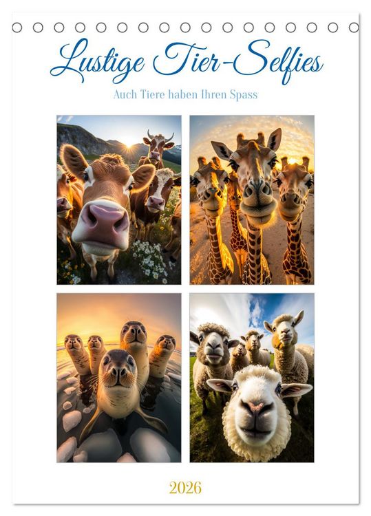 Produktbild: Lustige Tier-Selfies (Tischkalender 2026 DIN A5 hoch), CALVENDO Monatskalender
