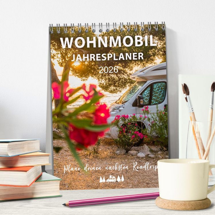 Produktbild: Wohnmobil Jahresplaner (Tischkalender 2026 DIN A5 hoch), CALVENDO Monatskalender