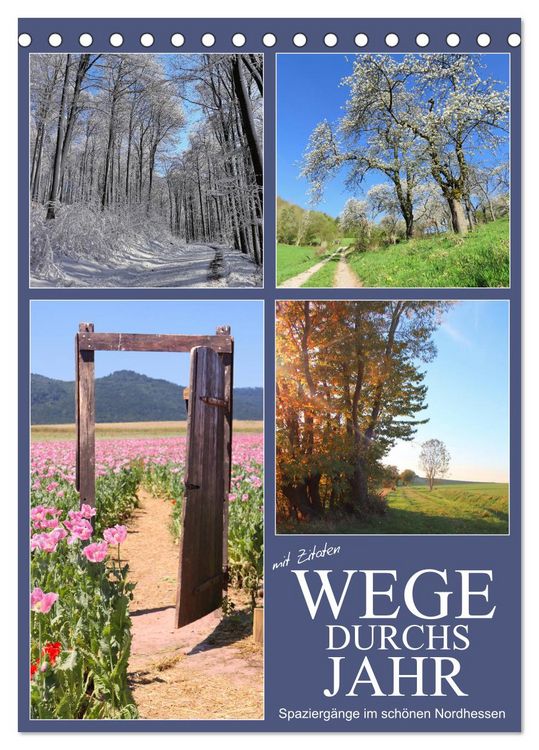 Produktbild: Wege durchs Jahr - Spazierg&auml;nge im sch&ouml;nen Nordhessen (Tischkalender 2026 DIN A5 hoch), CALVENDO Monatskalender