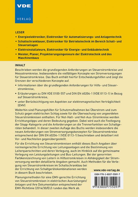 Produktbild: Steuerstromkreise gem&auml;&szlig; VDE 0100-557 und VDE 0113-1