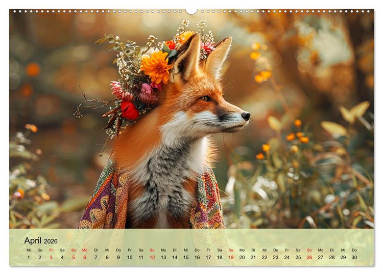 Produktbild: Fuchsige Eskapaden. Reineke mit noblen Accessoires (Wandkalender 2026 DIN A2 quer), CALVENDO Monatskalender