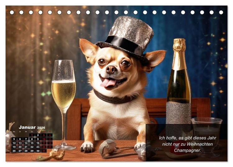 Produktbild: Lustige Chihuahua-Momente (Tischkalender 2026 DIN A5 quer), CALVENDO Monatskalender