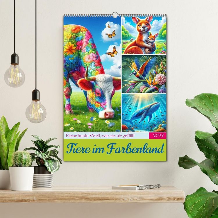Produktbild: Tiere im Farbenland - Meine bunte Welt, wie sie mir gef&auml;llt (Wandkalender 2027 DIN A2 hoch), CALVENDO Monatskalender