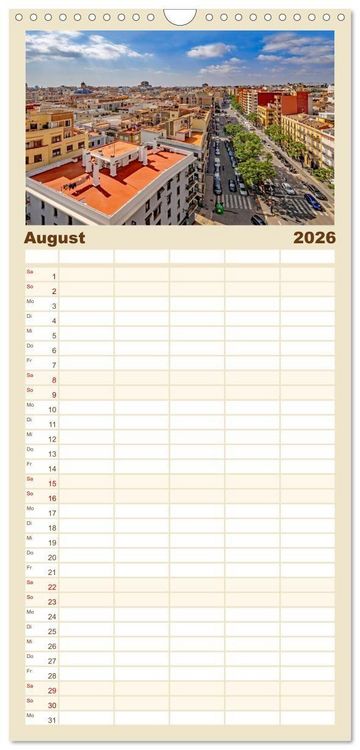 Produktbild: Familienplaner 2026 - Zauberhaftes Valencia mit 5 Spalten (Wandkalender, 21 x 45 cm) CALVENDO