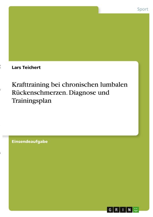Produktbild: Krafttraining bei chronischen lumbalen R&uuml;ckenschmerzen. Diagnose und Trainingsplan
