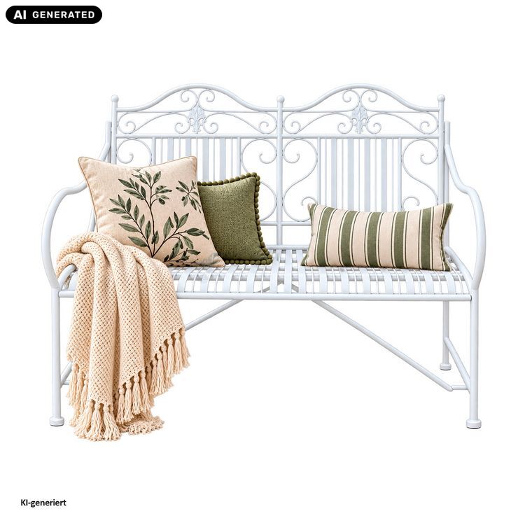 Produktbild: HTI-Living Gartenbank Creme Metallbank Celia Gartenbank Creme Metallbank Celia