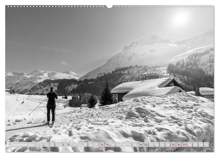 Produktbild: Arlberg black and white (hochwertiger Premium Wandkalender 2026 DIN A2 quer), Kunstdruck in Hochglanz