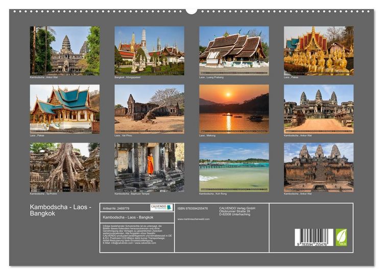 Produktbild: Kambodscha - Laos - Bangkok (hochwertiger Premium Wandkalender 2027 DIN A2 quer), Kunstdruck in Hochglanz